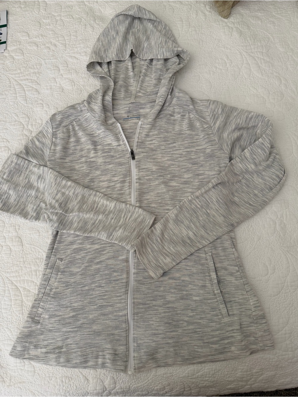Columbia Light Gray Heather Hooded Zip Utility Jacket